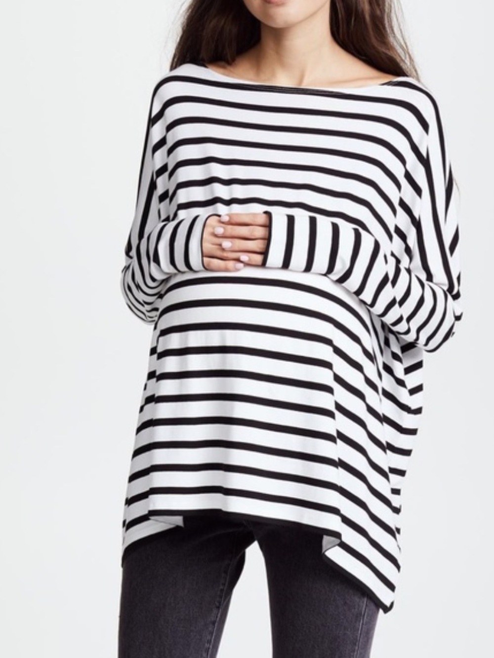 Hatch Maternity Black and White Striped Tee Size 0